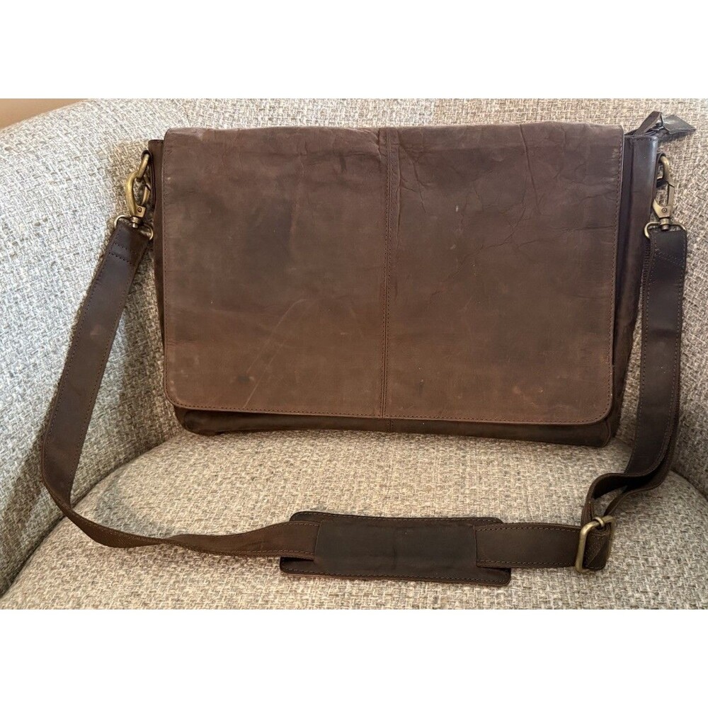 Men’s Leather Messenger Bag Clean Nice! Dark Brown